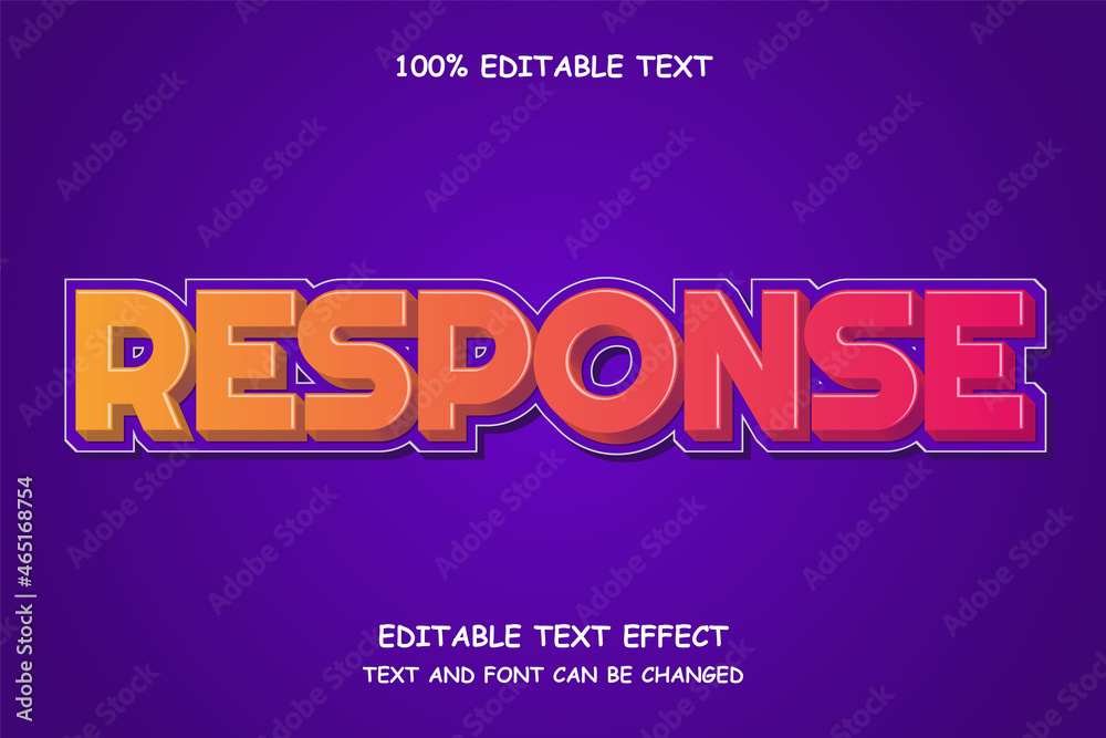 Response 3 dimension editable text effect gradation shadow style
