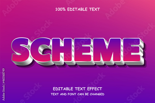 Scheme 3 dimension editable text effect gradation metal shadow style