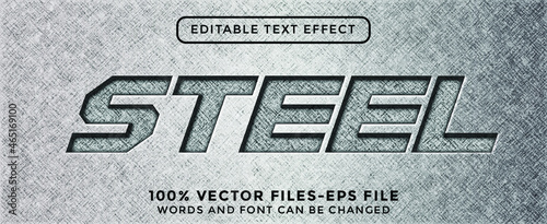 steel editable text effect. steel effect with carbon background