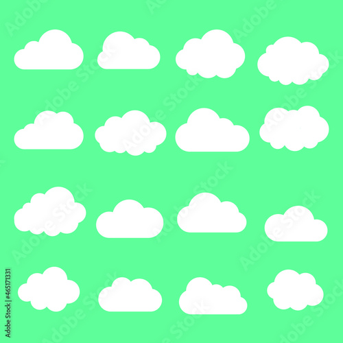 set of clouds on green background