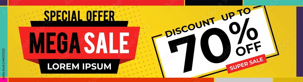 Sale banner design with discount up to 70% off. Flash sale vector template. Sale banner design with discount up to 70% off. Flash sale vector template.