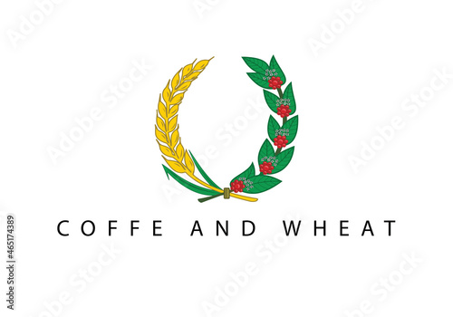 wheat and coffe bean leave vector logo