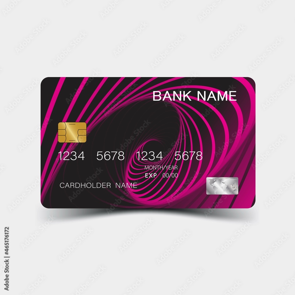 Fototapeta premium 3D credit card template, Colorful. Editable vector design. illustration EPS10