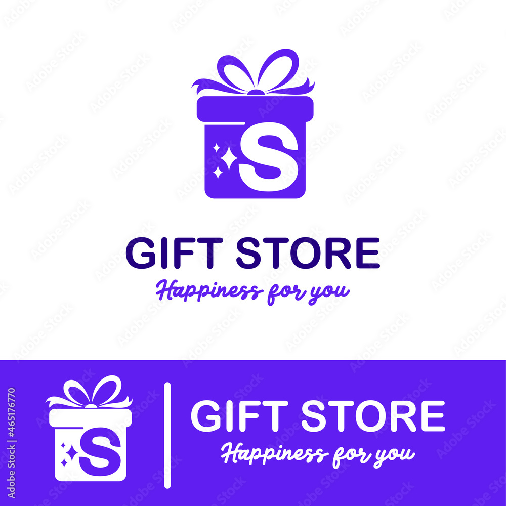 Initial s Letter on Gift Box for Simple Modern Gift Store Retail Business Logo. Present, Surprise toys anniversary shop Logo Design Template Initial s Letter on Gift Box for Simple Modern Gift Store Retail Business Logo. Present, Surprise toys anniversary shop Logo Design Template