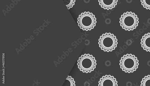 Black banner with luxurious white ornaments and place for your text
