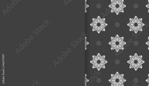 Black banner with old white ornaments and place for your text