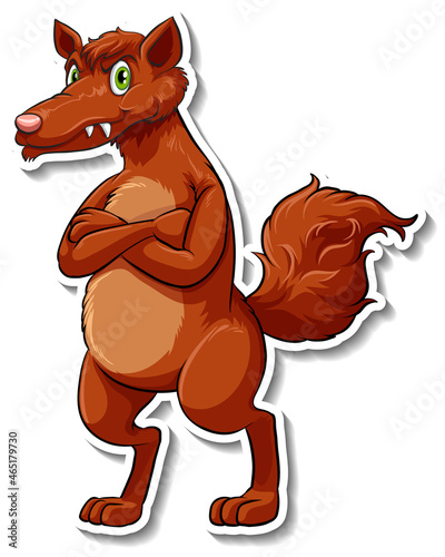 A sticker template of fox cartoon character