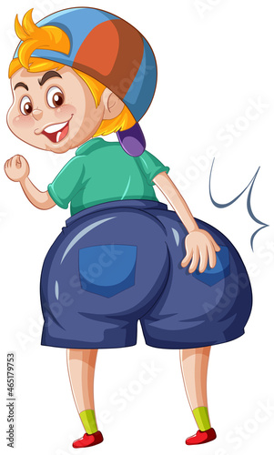 A boy with big bum cartoon character sticker