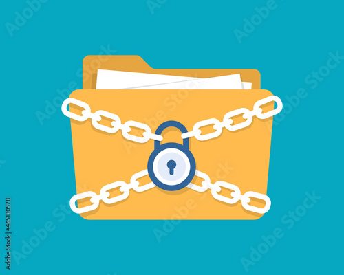 Flat file folder security technology icon vector image design illustration