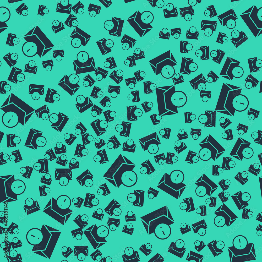 Black Envelope icon isolated seamless pattern on green background. Received message concept. New, email incoming message, sms. Mail delivery service. Vector Black Envelope icon isolated seamless pattern on green background. Received message concept. New, email incoming message, sms. Mail delivery service. Vector