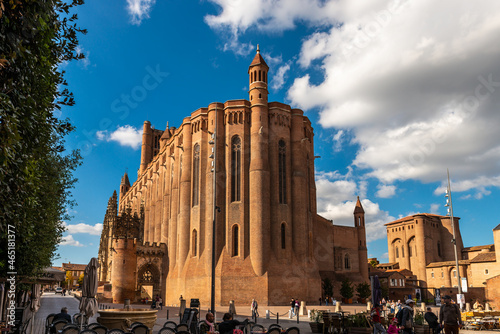 Fototapeta Naklejka Na Ścianę i Meble -  Rear of the Sainte Cécile cathedral in Albi, from Sainte Cécile square, in the Tarn, in Occitanie, France