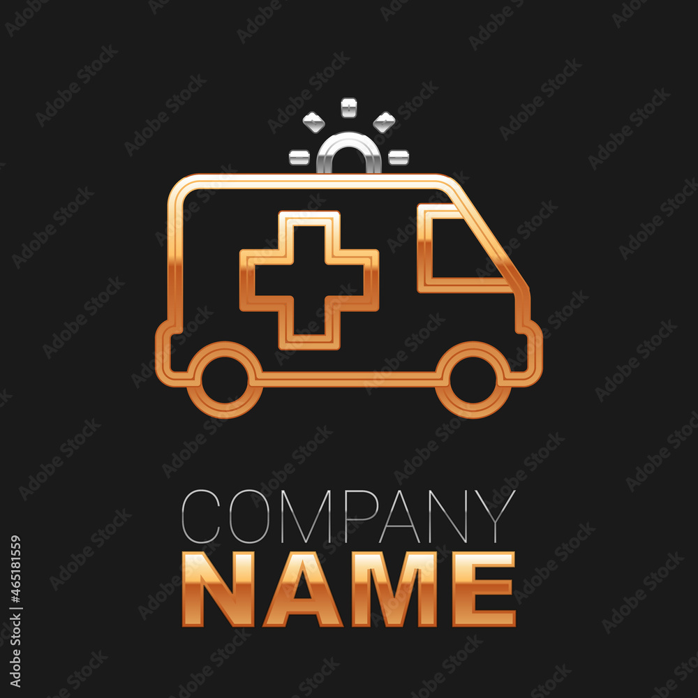 Line Ambulance and emergency car icon isolated on black background. Ambulance vehicle medical evacuation. Colorful outline concept. Vector Line Ambulance and emergency car icon isolated on black background. Ambulance vehicle medical evacuation. Colorful outline concept. Vector