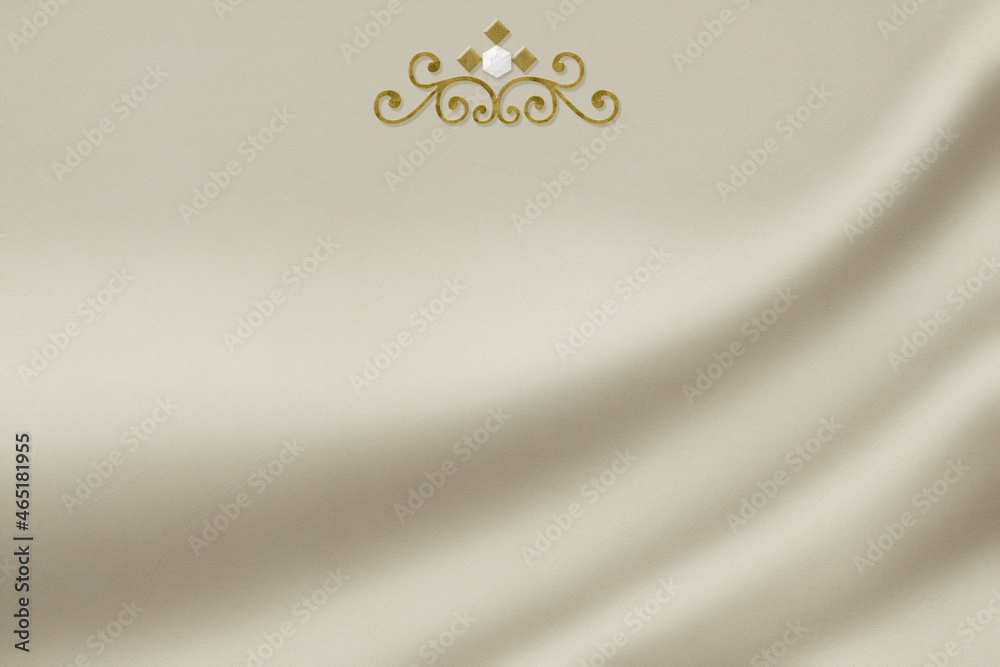 アンティークレトロ シャンパンゴールド サテン生地背景に宝石のついたティアラ Stock Illustration Adobe Stock