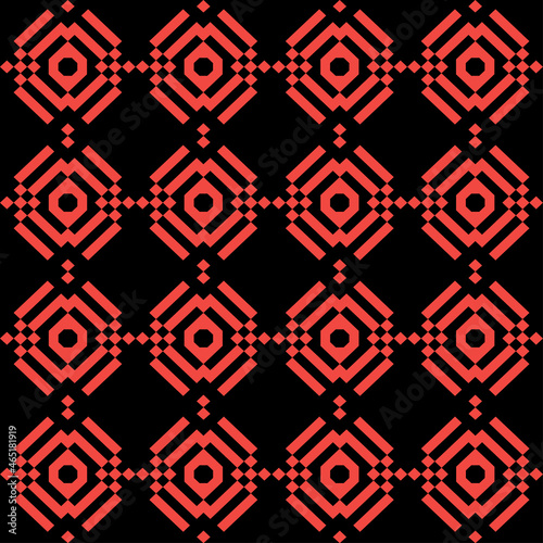 seamless pattern of circles.abstract geometric background. red pattern on black background