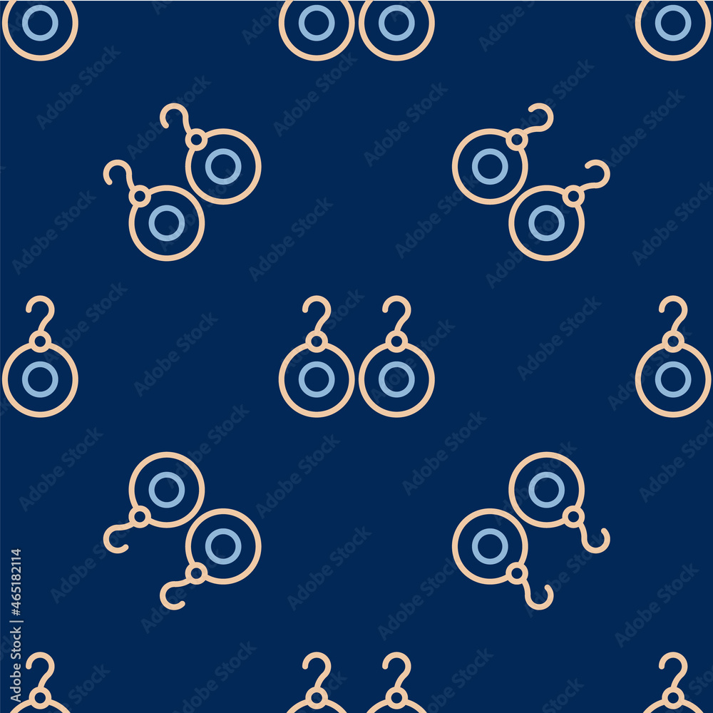 Line Earrings icon isolated seamless pattern on blue background. Jewelry accessories. Vector Line Earrings icon isolated seamless pattern on blue background. Jewelry accessories. Vector