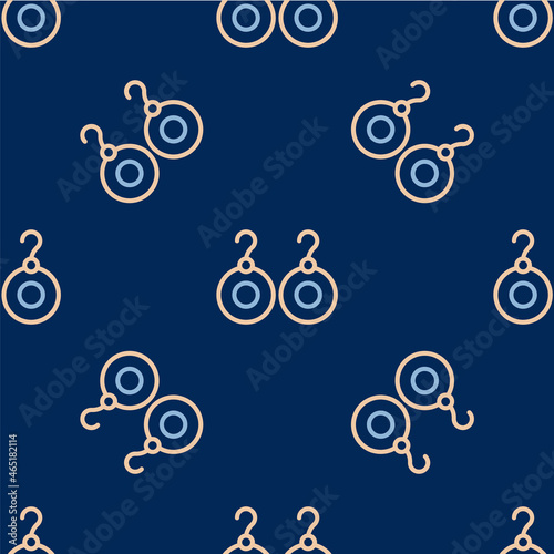 Line Earrings icon isolated seamless pattern on blue background. Jewelry accessories. Vector