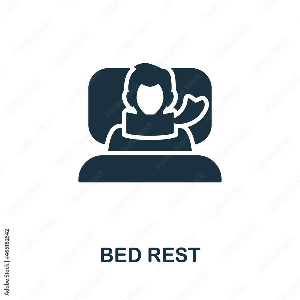 Bed Rest icon. Monochrome sign from hospital regime collection. Creative Bed Rest icon illustration for web design, infographics and more Bed Rest icon. Monochrome sign from hospital regime collection. Creative Bed Rest icon illustration for web design, infographics and more