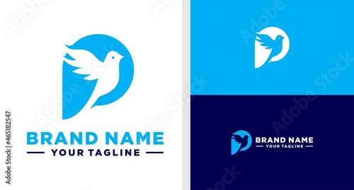 LETTER P LOGO PIGEON NEGATIVE SPACE MONOGRAM EDITABLE