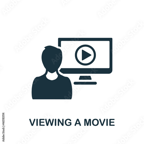 Viewing A Movie icon. Monochrome sign from hospital regime collection. Creative Viewing A Movie icon illustration for web design, infographics and more