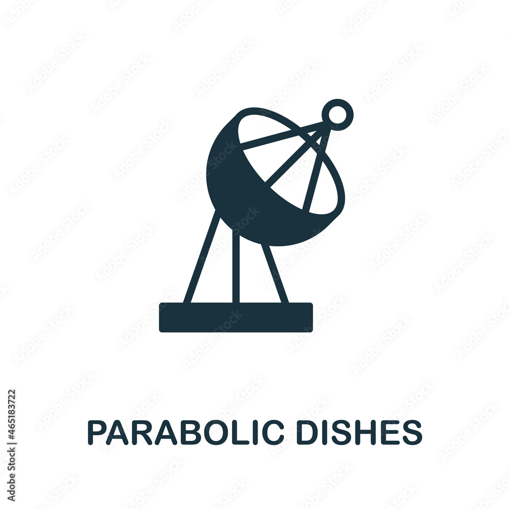 Parabolic Dishes icon. Monochrome sign from internet technology collection. Creative Parabolic Dishes icon illustration for web design, infographics and more Parabolic Dishes icon. Monochrome sign from internet technology collection. Creative Parabolic Dishes icon illustration for web design, infographics and more