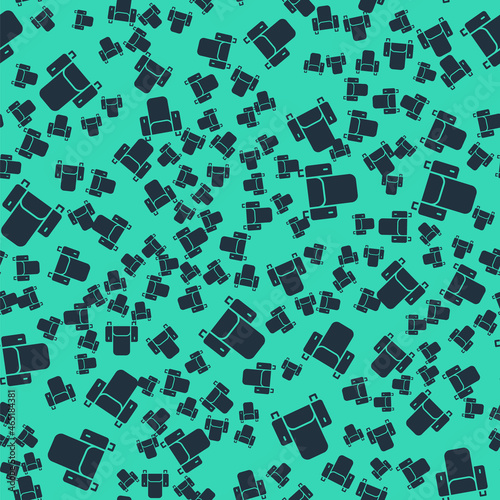 Black Cinema chair icon isolated seamless pattern on green background. Vector