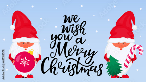 Christmas gnomes. Greeting card for New Year and Christmas.