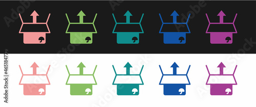 Set Unboxing icon isolated on black and white background. Vector