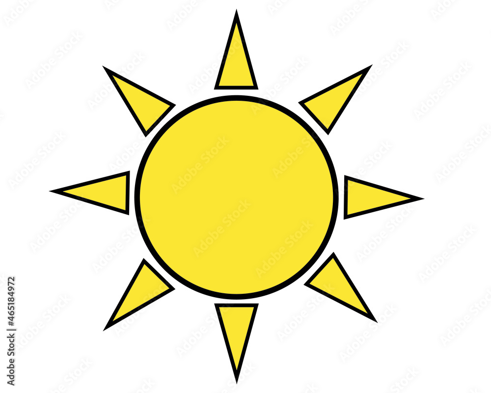 Cartoon vector sun icon. Trendy flat style. Isolated on white background. Template for web app. Summer or weather logo sign symbol.