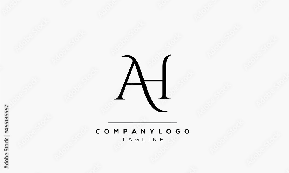 Abstract Letter Initial AH HA Vector Logo Design Template