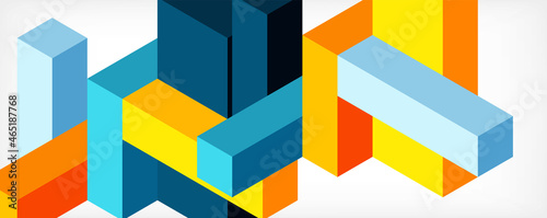 Abstract background. 3d cubes, cubic elements and blocks. Techno or business concept for wallpaper, banner, background, landing page