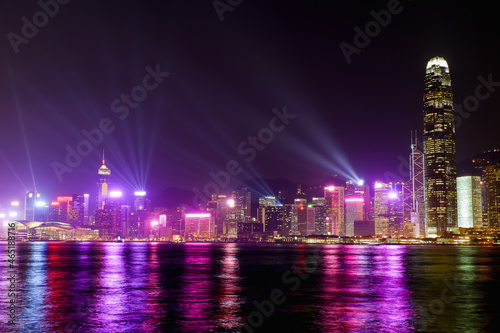 city view in hong kong at Victoria Harbour on night day © u photostock