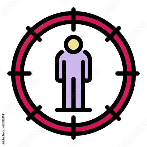 No racism target icon. Outline no racism target vector icon color flat isolated