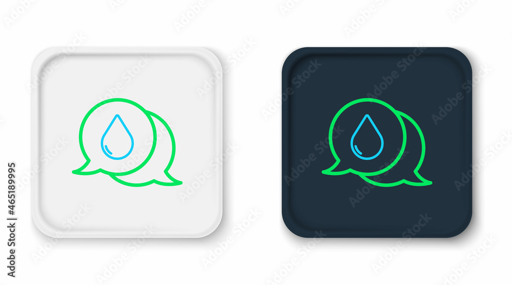 Line Water drop with speech bubbles icon isolated on white background. Colorful outline concept. Vector Line Water drop with speech bubbles icon isolated on white background. Colorful outline concept. Vector