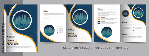 Corporate Bi-fold Brochure Template, Catalog, Booklet Template Design. Fully Editable.	 photo