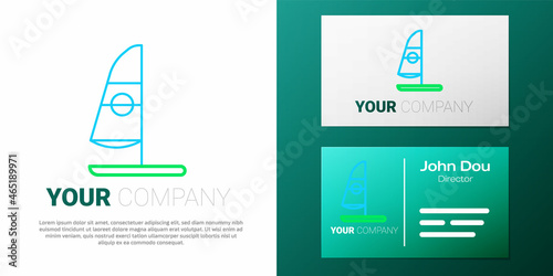 Line Windsurfing icon isolated on white background. Colorful outline concept. Vector