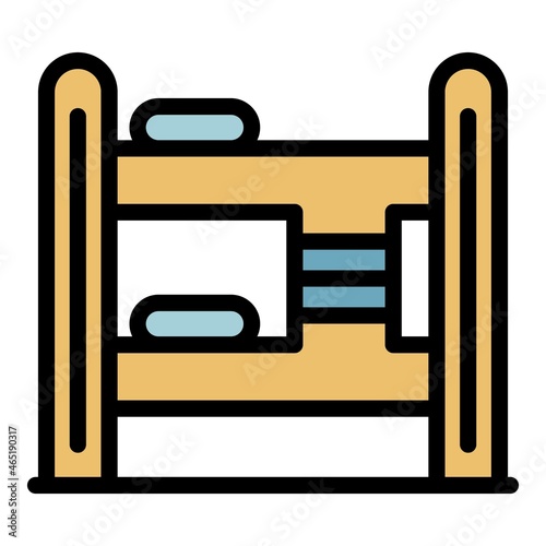 Children bunk bed icon. Outline children bunk bed vector icon color flat isolated