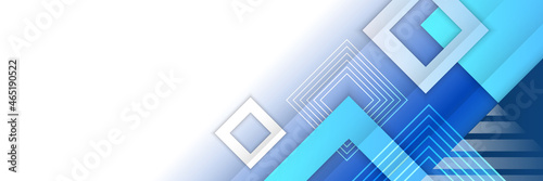Colorful blue and grey glossy squares abstract tech banner design. Geometric vector background. Banner web design template dynamic geometric pattern diagonal stripes line elements on blue background