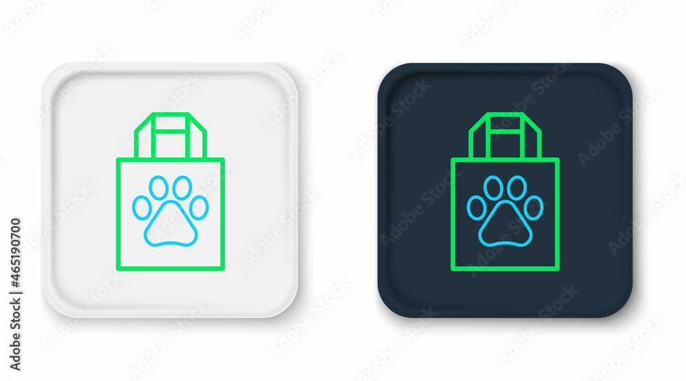 Line Shopping bag pet icon isolated on white background. Pet shop online. Animal clinic. Colorful outline concept. Vector Line Shopping bag pet icon isolated on white background. Pet shop online. Animal clinic. Colorful outline concept. Vector