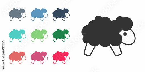 Black Sheep icon isolated on white background. Counting sheep to fall asleep. Set icons colorful. Vector