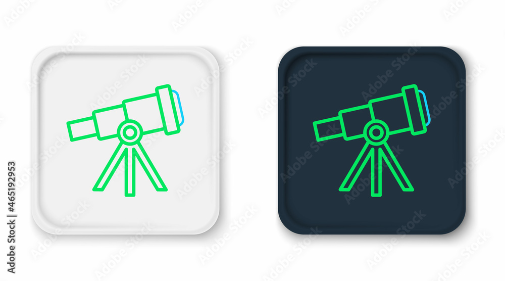 Line Telescope icon isolated on white background. Scientific tool. Education and astronomy element, spyglass and study stars. Colorful outline concept. Vector Line Telescope icon isolated on white background. Scientific tool. Education and astronomy element, spyglass and study stars. Colorful outline concept. Vector