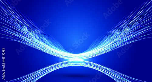 3d rendering blue curved light fiber Internet technology sense background