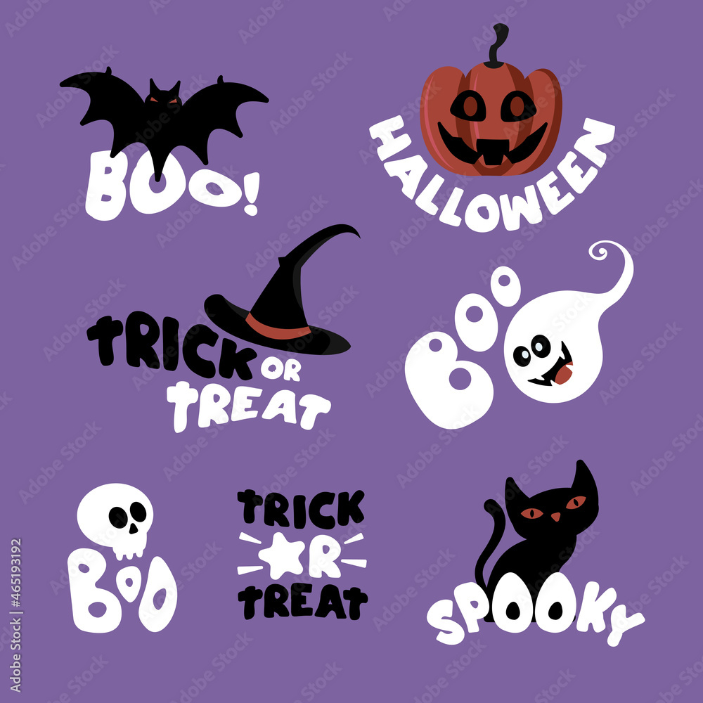 Spooky Lettering Icon Set