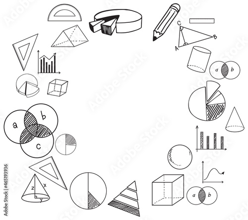 Blank math template with math tools and elements