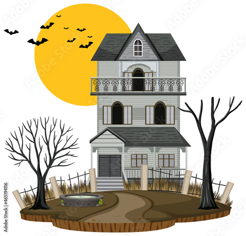 Halloween haunted house on white background