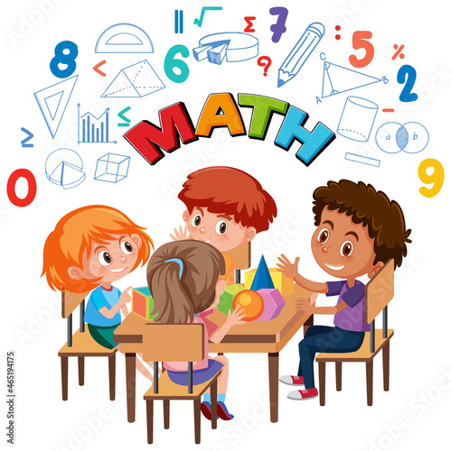 Group of student learning math
