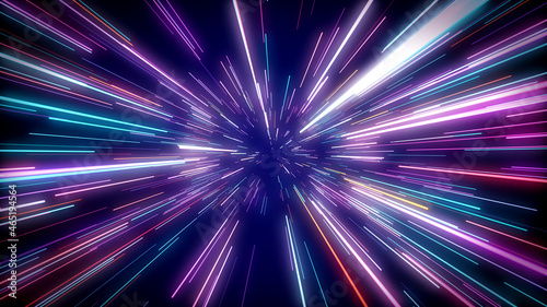 Abstract Futuristic Colorful Glowing Speed Lights Hyperspace Jump Background Design