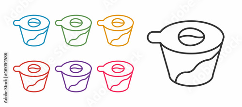 Set line Pour over coffee maker icon isolated on white background. Alternative methods of brewing coffee. Coffee culture. Set icons colorful. Vector