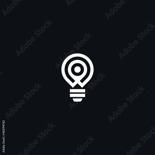 letter O light bulb idea, map, creative, technology icon design vector illustration