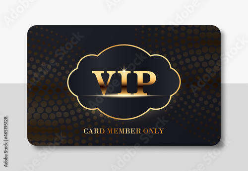 Vip card design template. Luxury black card with halftone effect. Vector