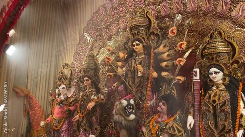 Close up view of Durga maa during Durga Puja festival. Durga Puja or Durgotsava. photo